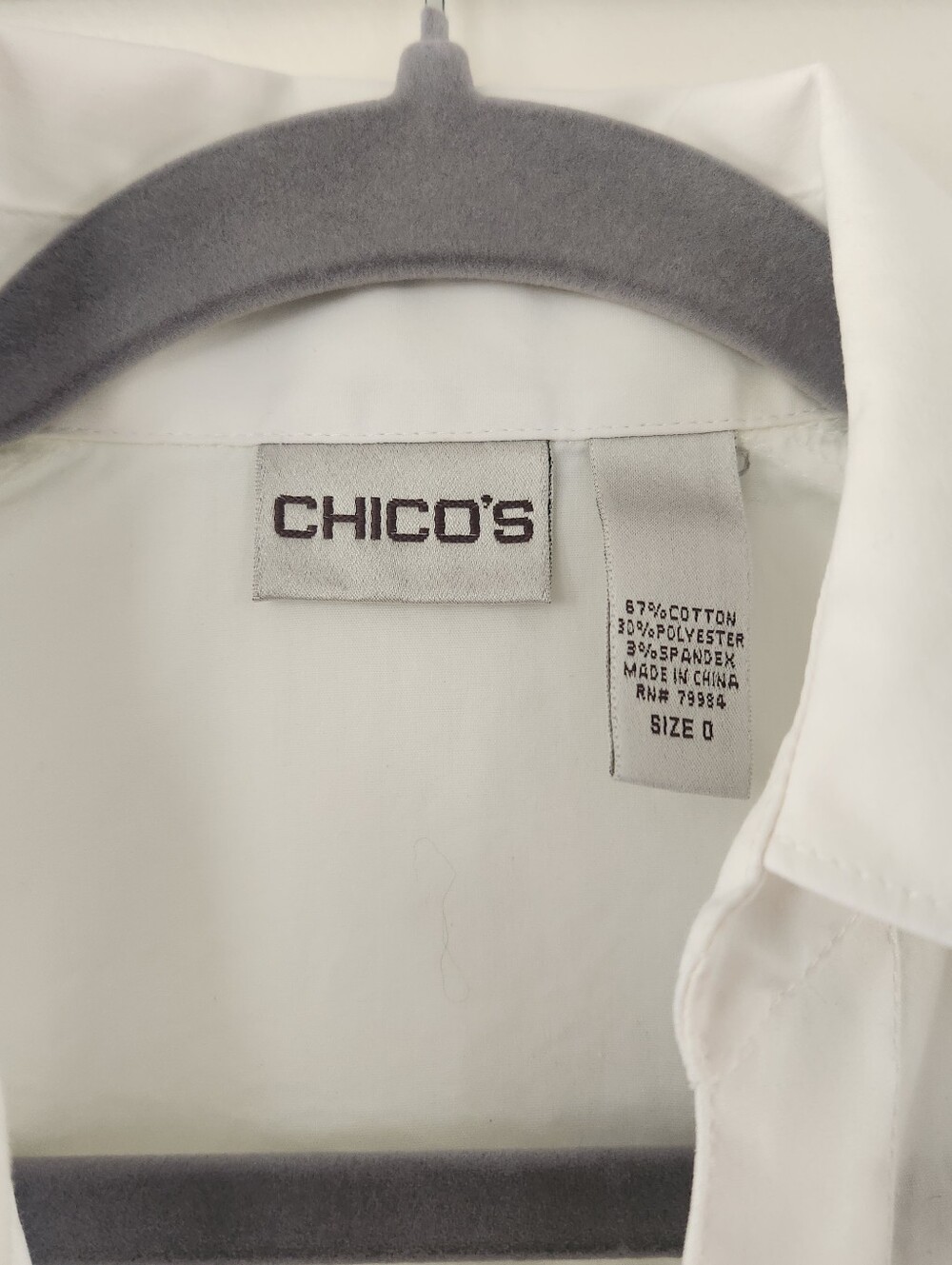 Chico's Blouse Dress Shirt Top White Button Down 3/4 Sleeve Summer Crisp Cotton - Picture 3 of 7